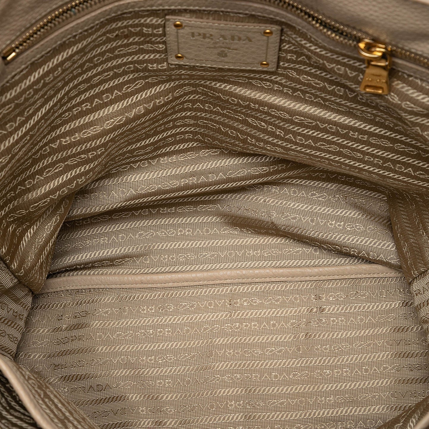 Prada Vitello Daino Side Zip Shopper Tote