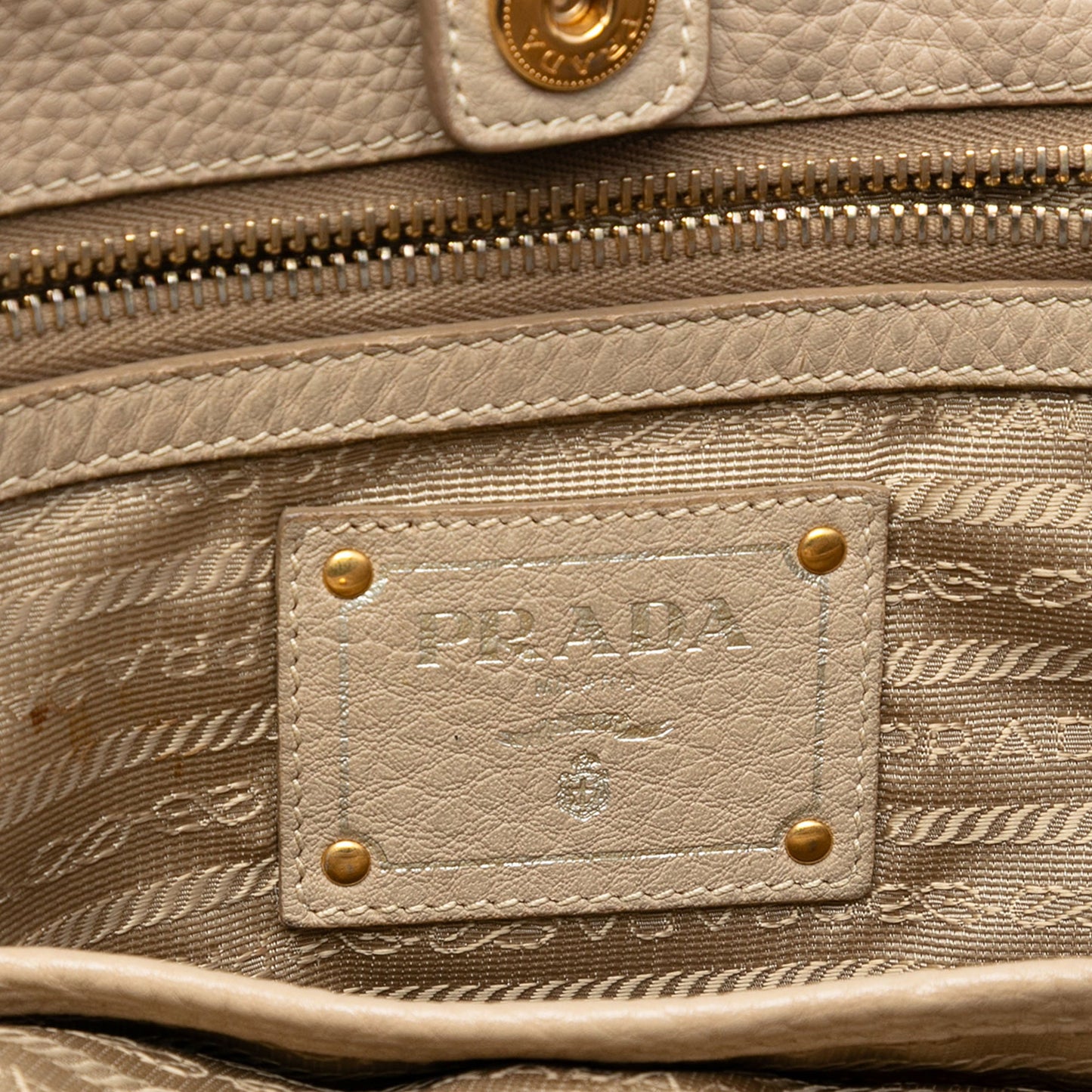 Prada Vitello Daino Side Zip Shopper Tote