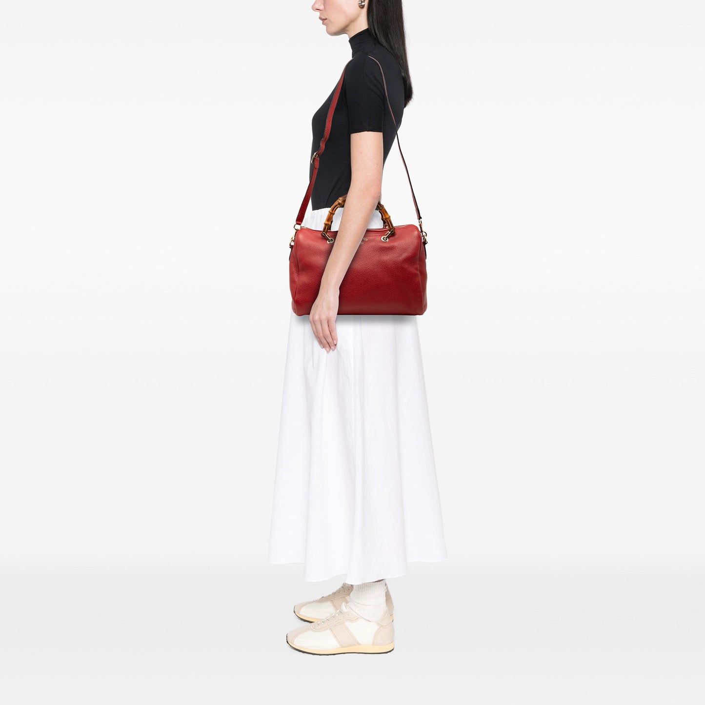 Medium Calfskin Bamboo Shopper Boston Bag