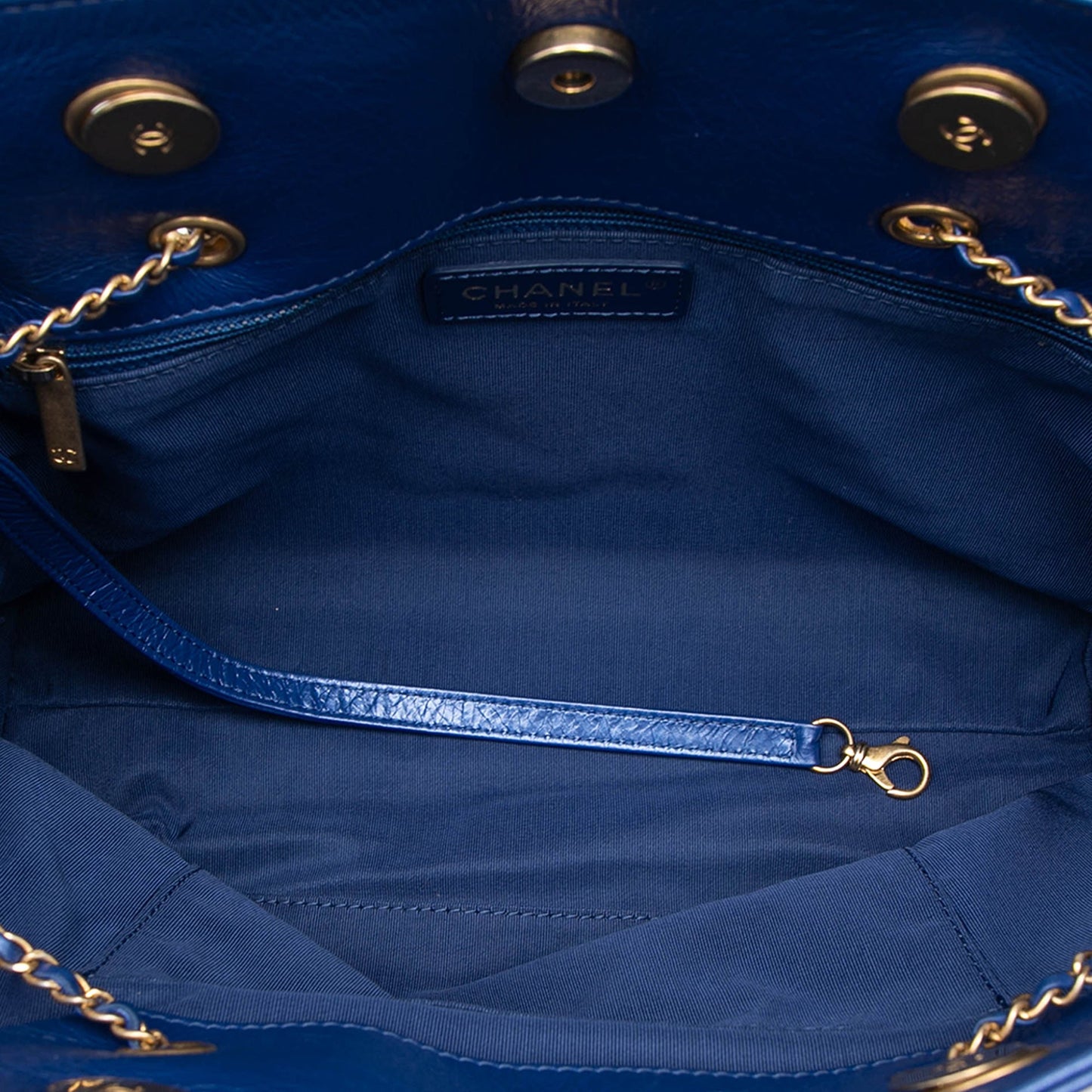 Chanel CC Calfskin Front Zip Drawstring Chain Tote