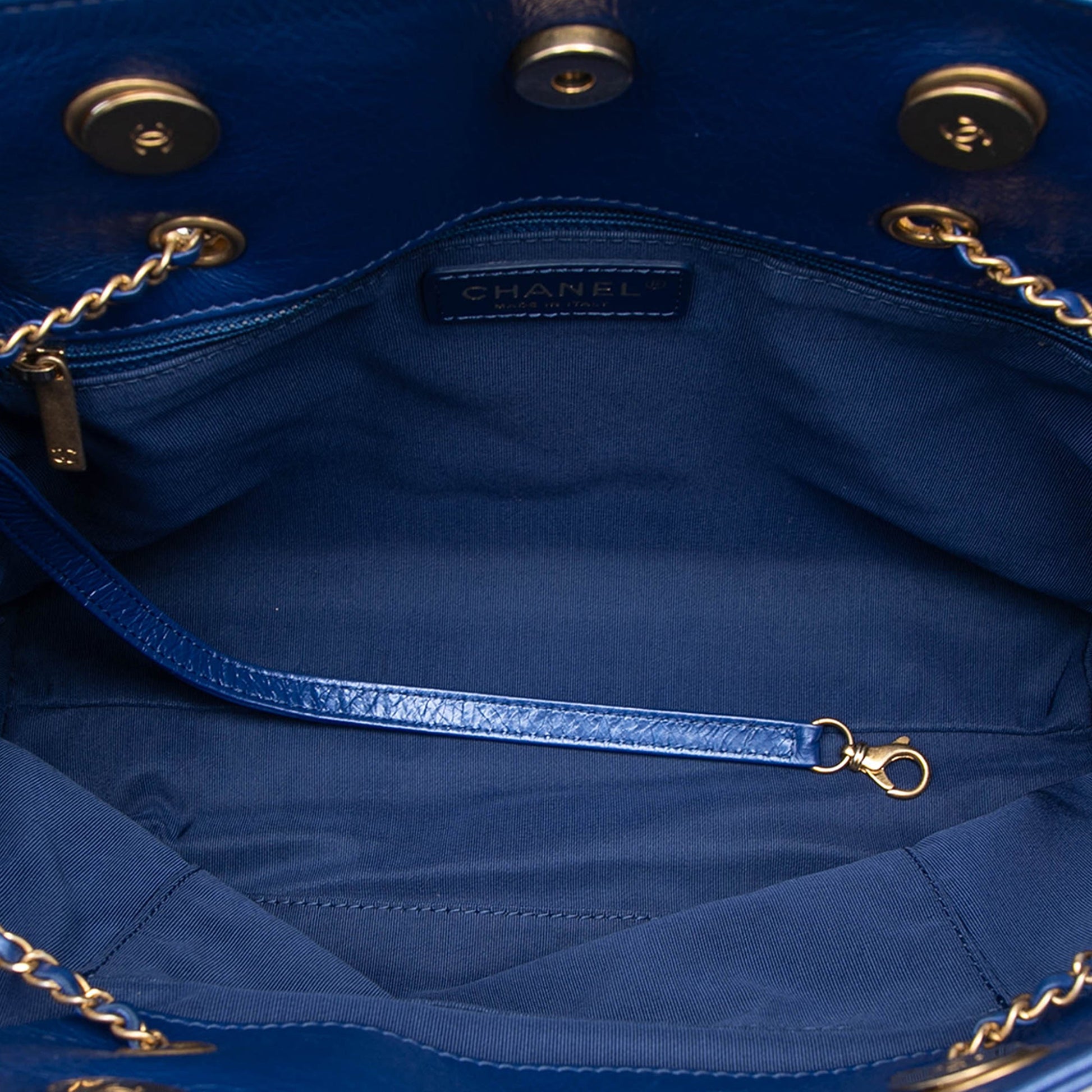 Chanel CC Calfskin Front Zip Drawstring Chain Tote