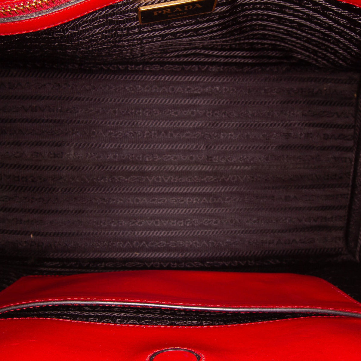 Prada Soft Calf Trimmed Saffiano Lux Satchel