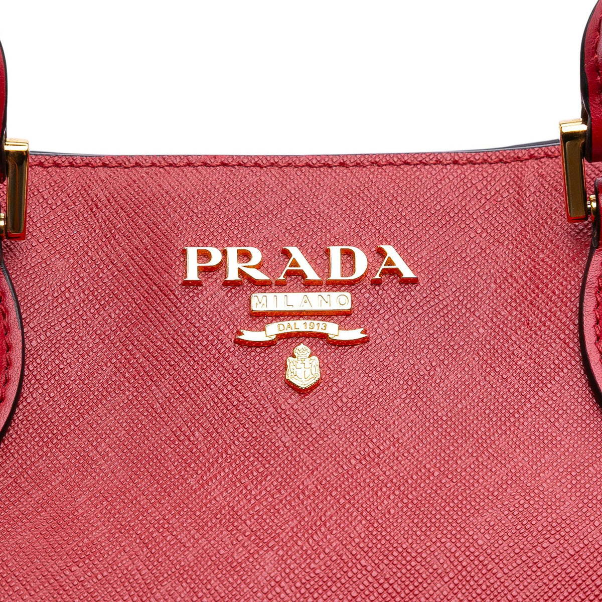Prada Soft Calf Trimmed Saffiano Lux Satchel