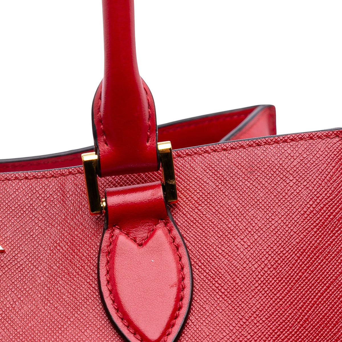 Prada Soft Calf Trimmed Saffiano Lux Satchel