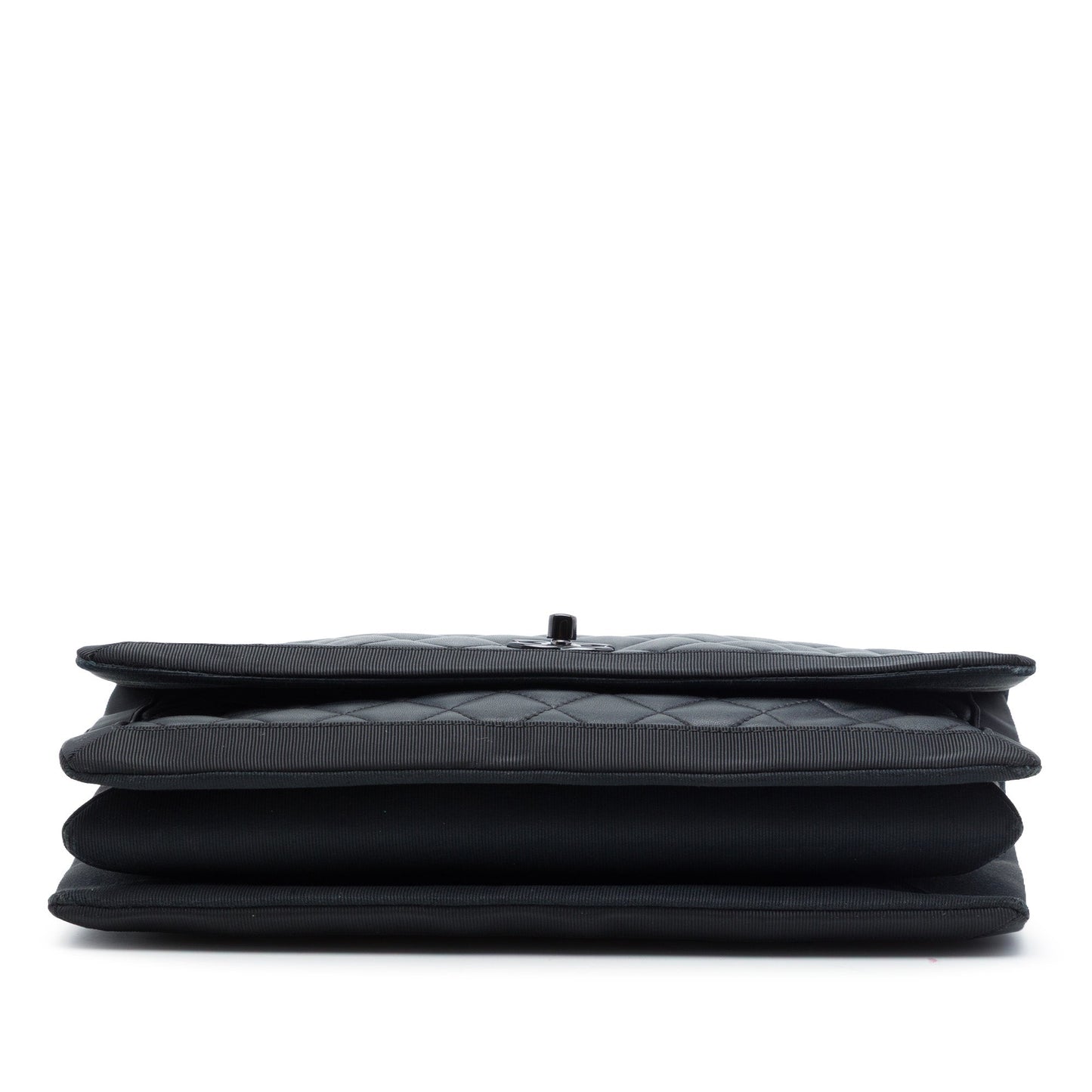 Chanel CC Quilted Lambskin and Grosgrain So Black Flap
