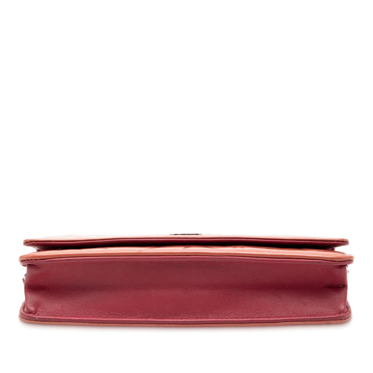 Chanel CC Embossed Patent Camellia Wallet On Chain