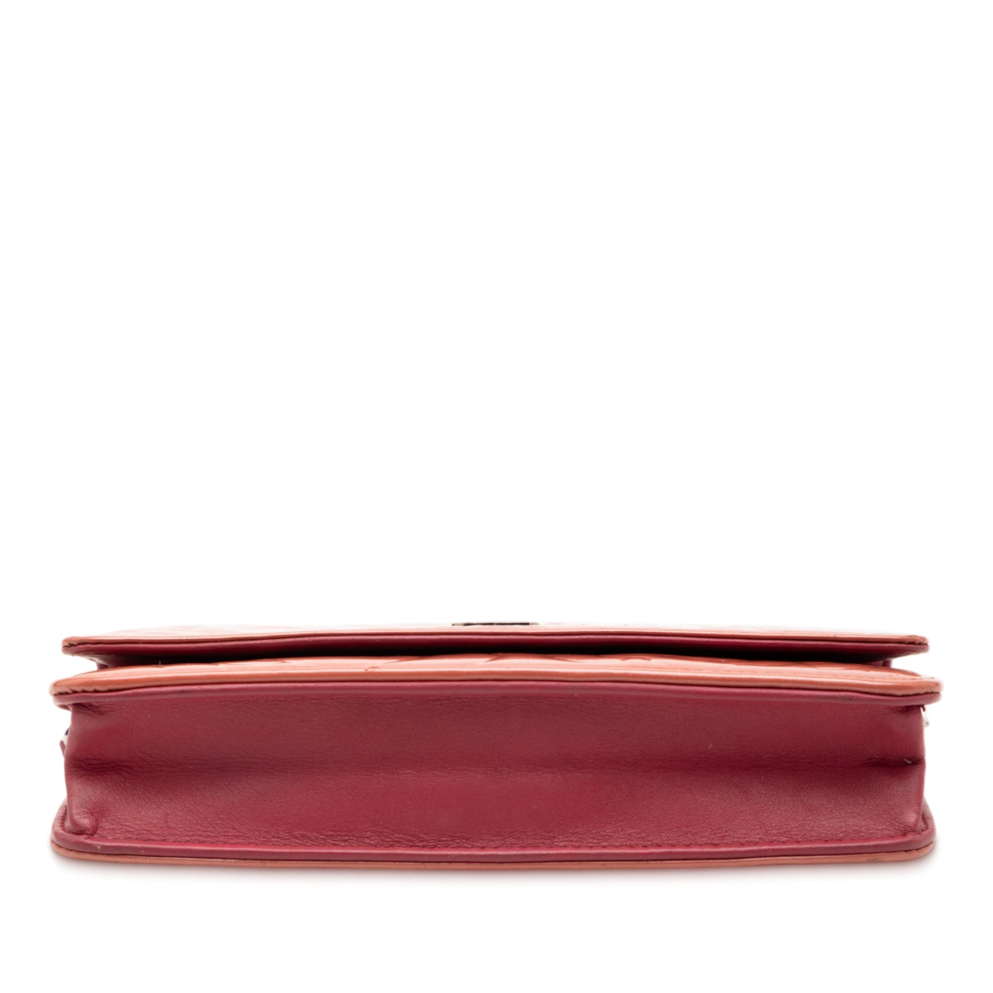 Chanel CC Embossed Patent Camellia Wallet On Chain