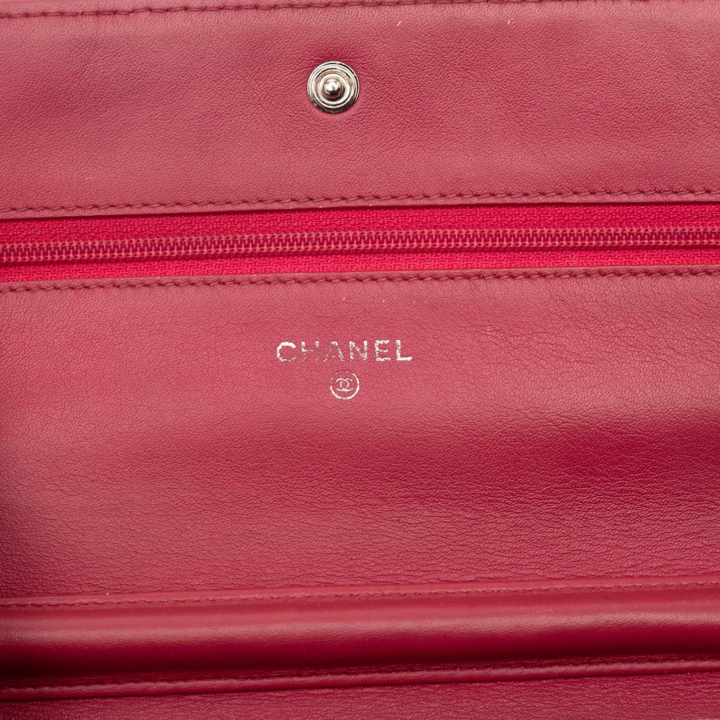 Chanel CC Embossed Patent Camellia Wallet On Chain