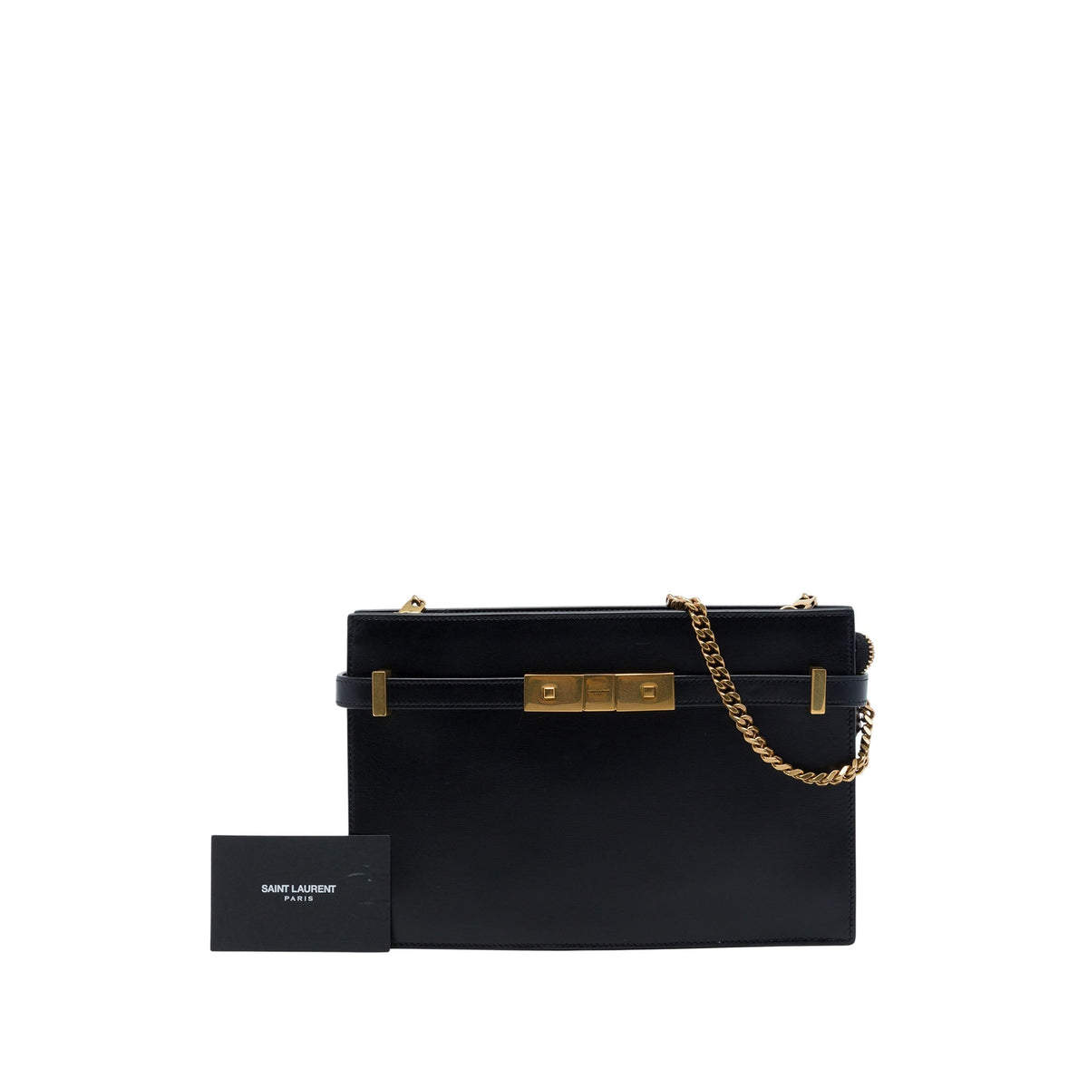 Saint Laurent Smooth Calfskin Manhattan Clutch with Chain