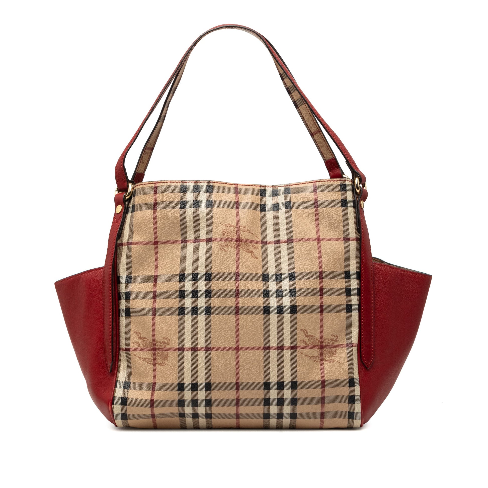 Burberry Small Leather Trimmed Haymarket Check Coated Canvas Canterbury Tote