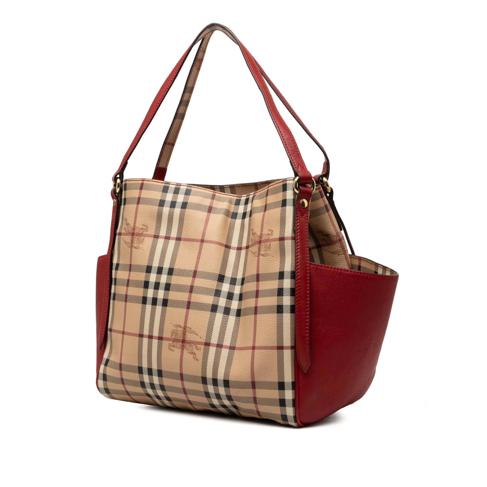 Burberry Small Leather Trimmed Haymarket Check Coated Canvas Canterbury Tote