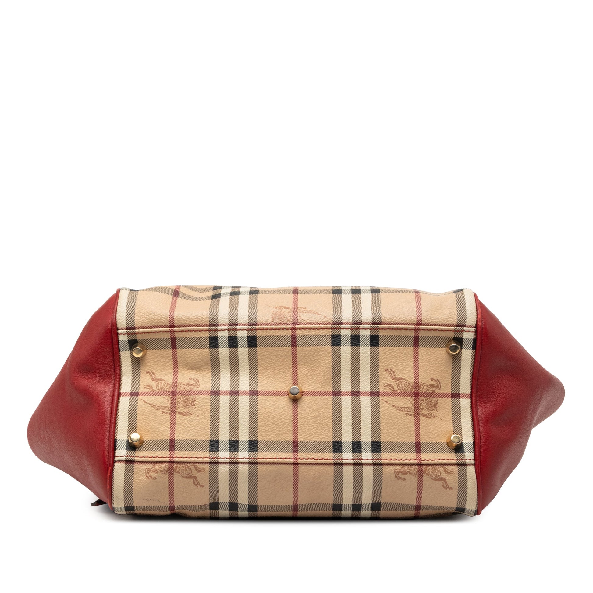 Burberry Small Leather Trimmed Haymarket Check Coated Canvas Canterbury Tote
