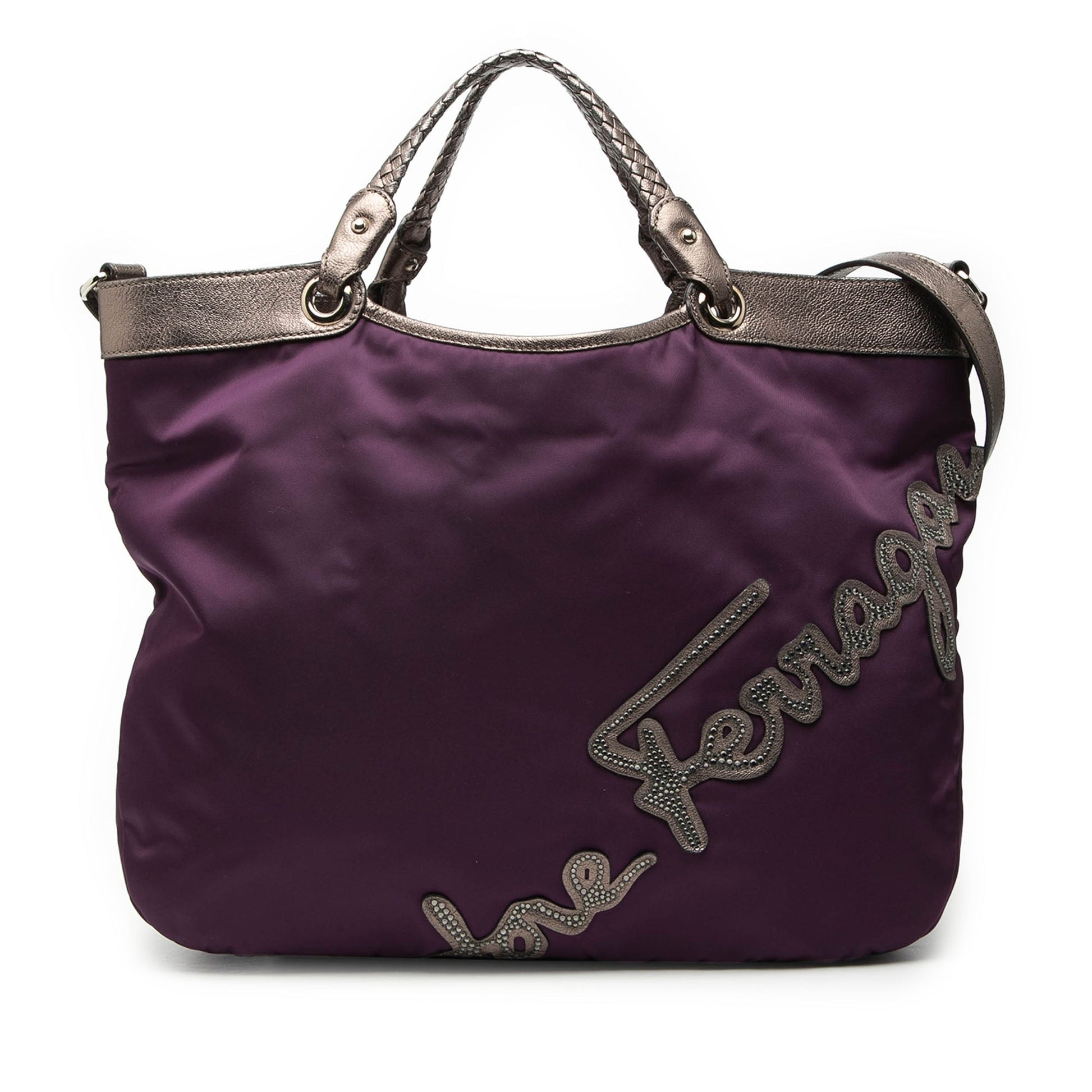 Ferragamo Nylon Crystal Embellished Satchel