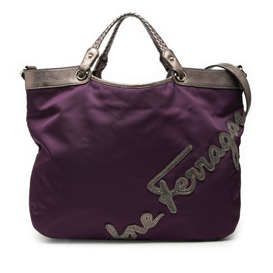 Ferragamo Nylon Crystal Embellished Satchel