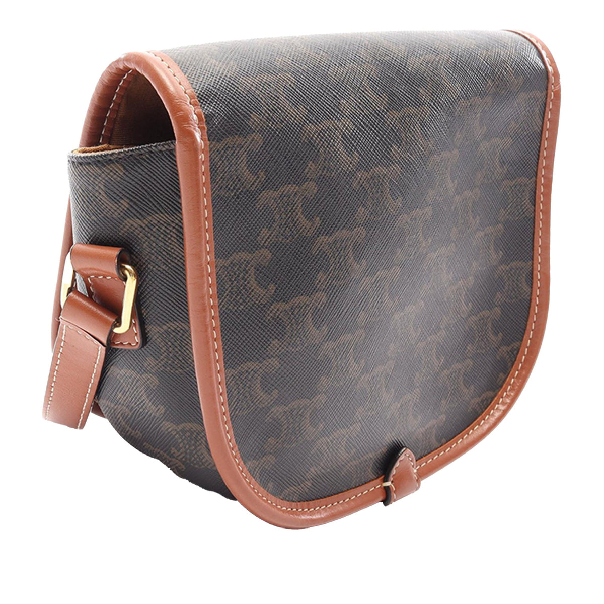 Celine Medium Triomphe Coated Canvas Folco Crossbody — Brown