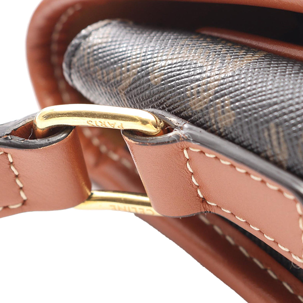 Celine Medium Triomphe Coated Canvas Folco Crossbody — Brown