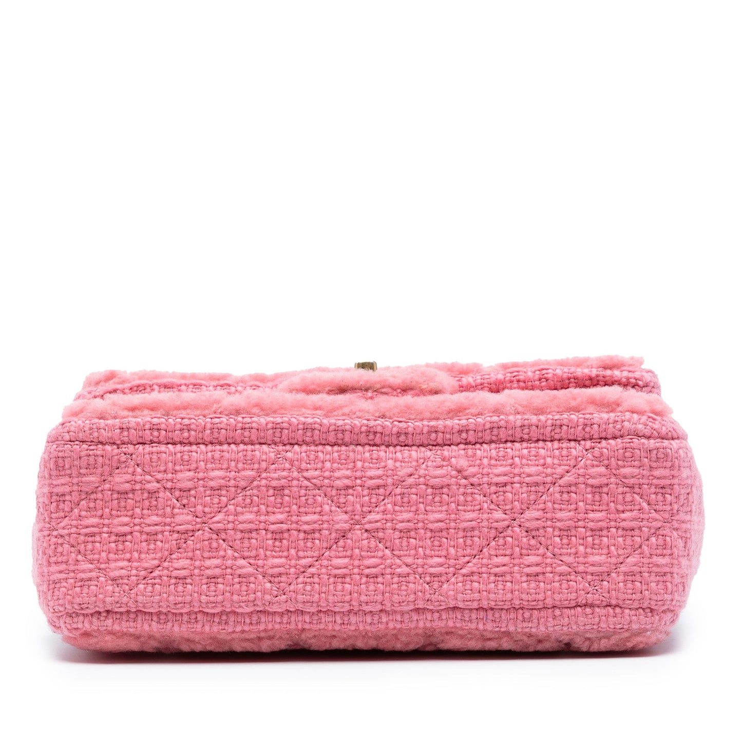 Chanel CC Quilted Shearling and Tweed Single Flap
