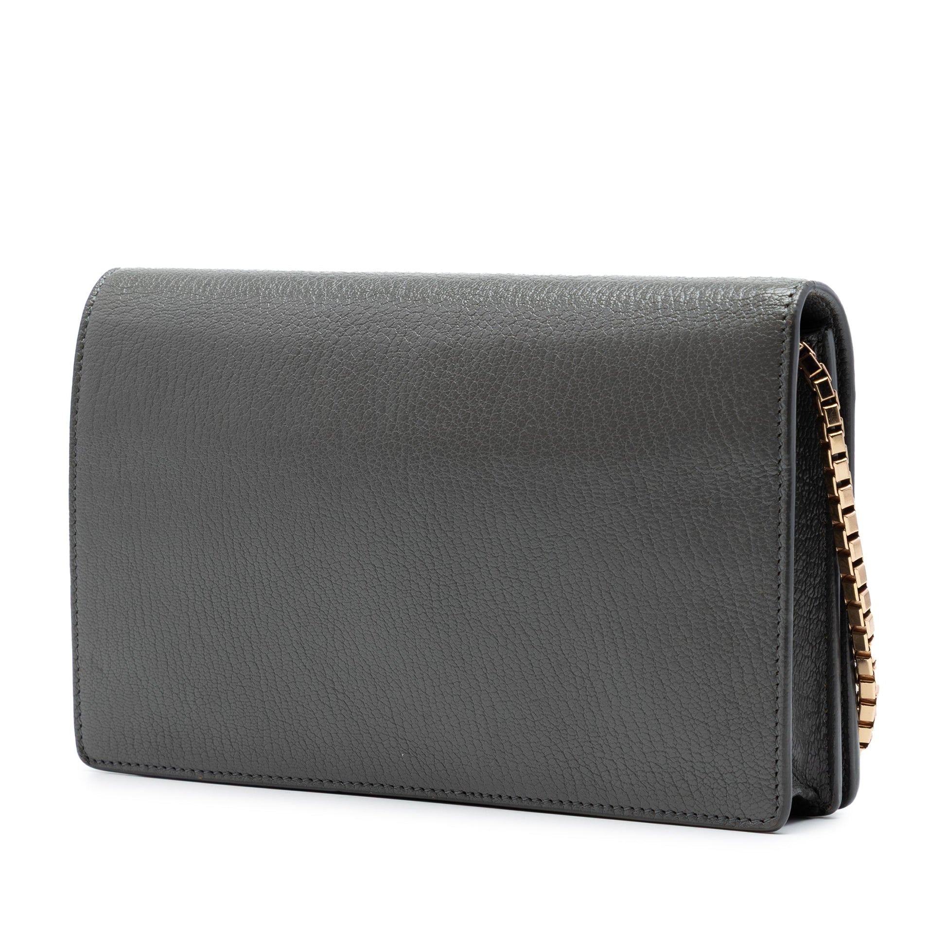 Balenciaga Chevre Motocross Metallic Edge Wallet on Chain