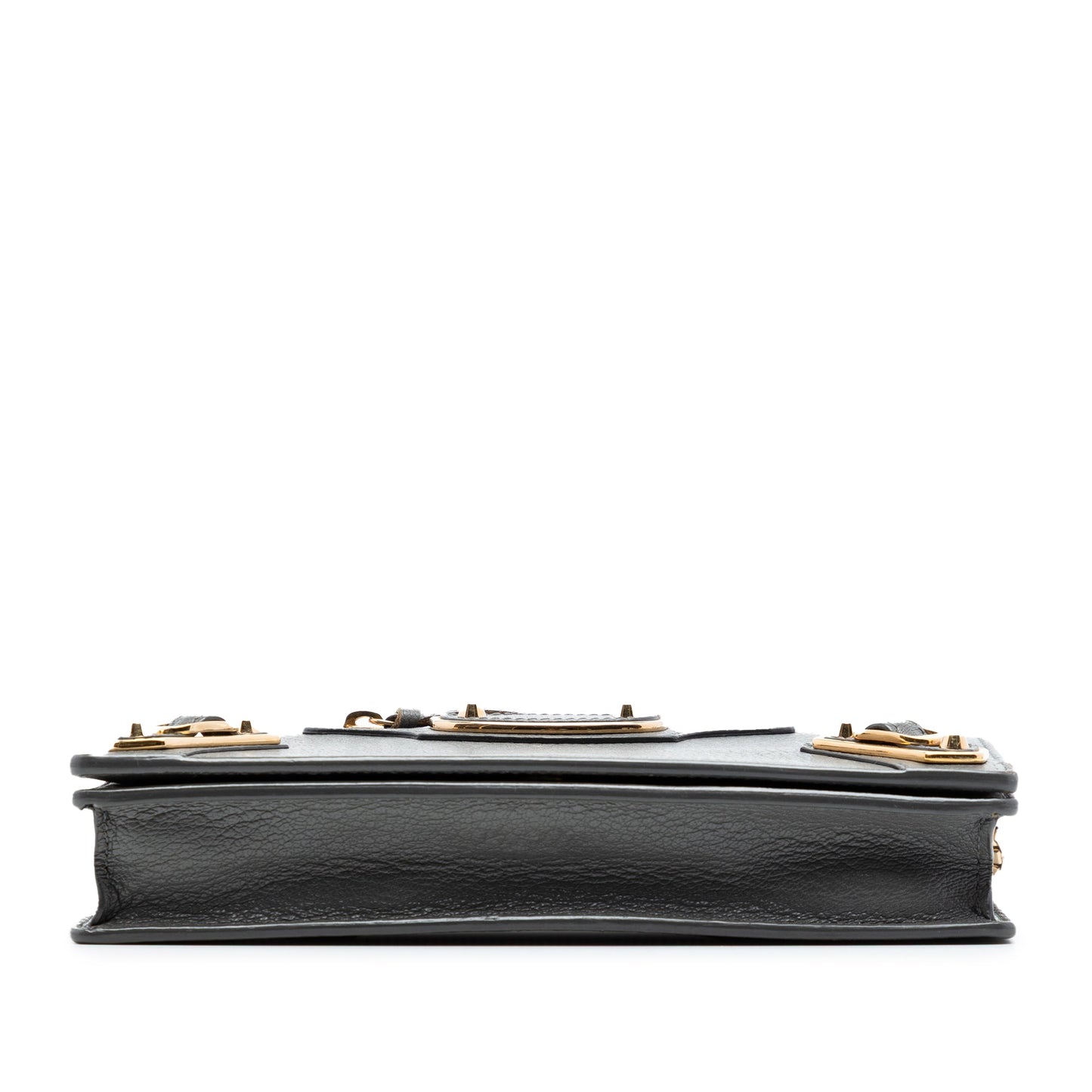 Balenciaga Chevre Motocross Metallic Edge Wallet on Chain