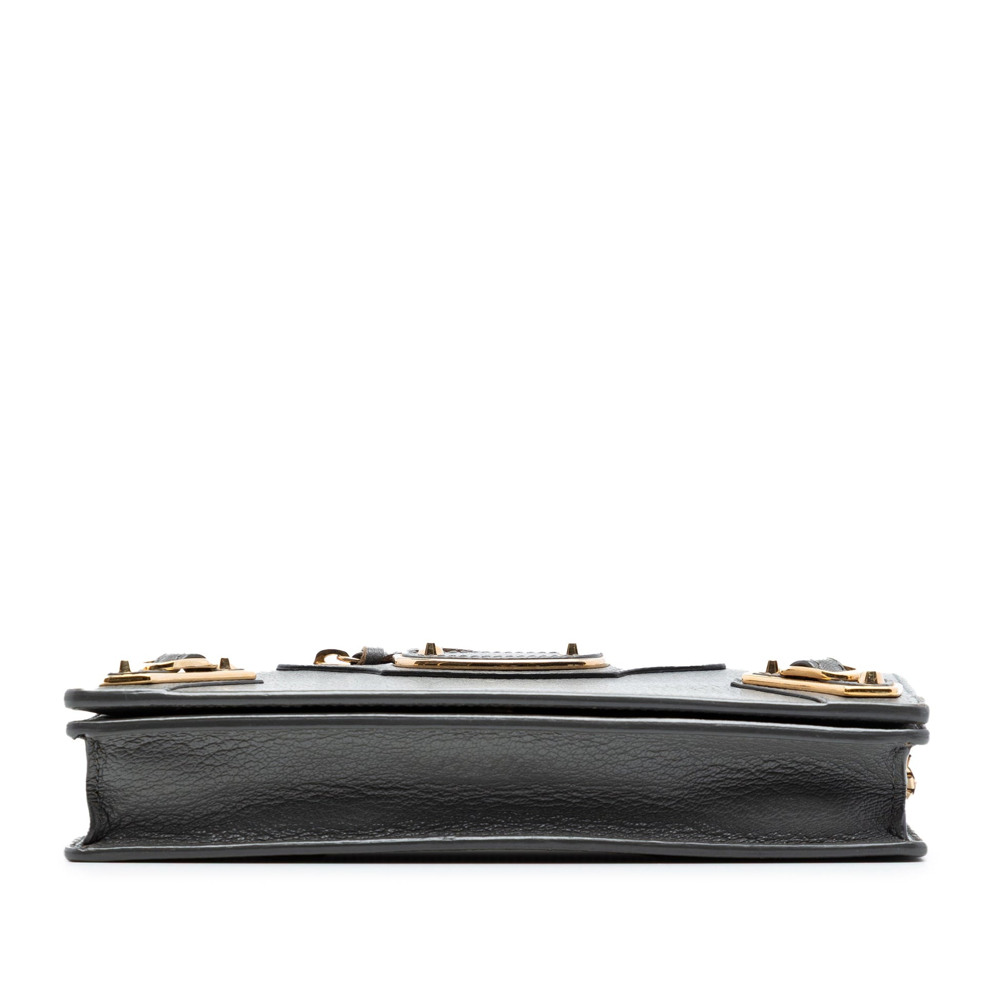 Balenciaga Chevre Motocross Metallic Edge Wallet on Chain