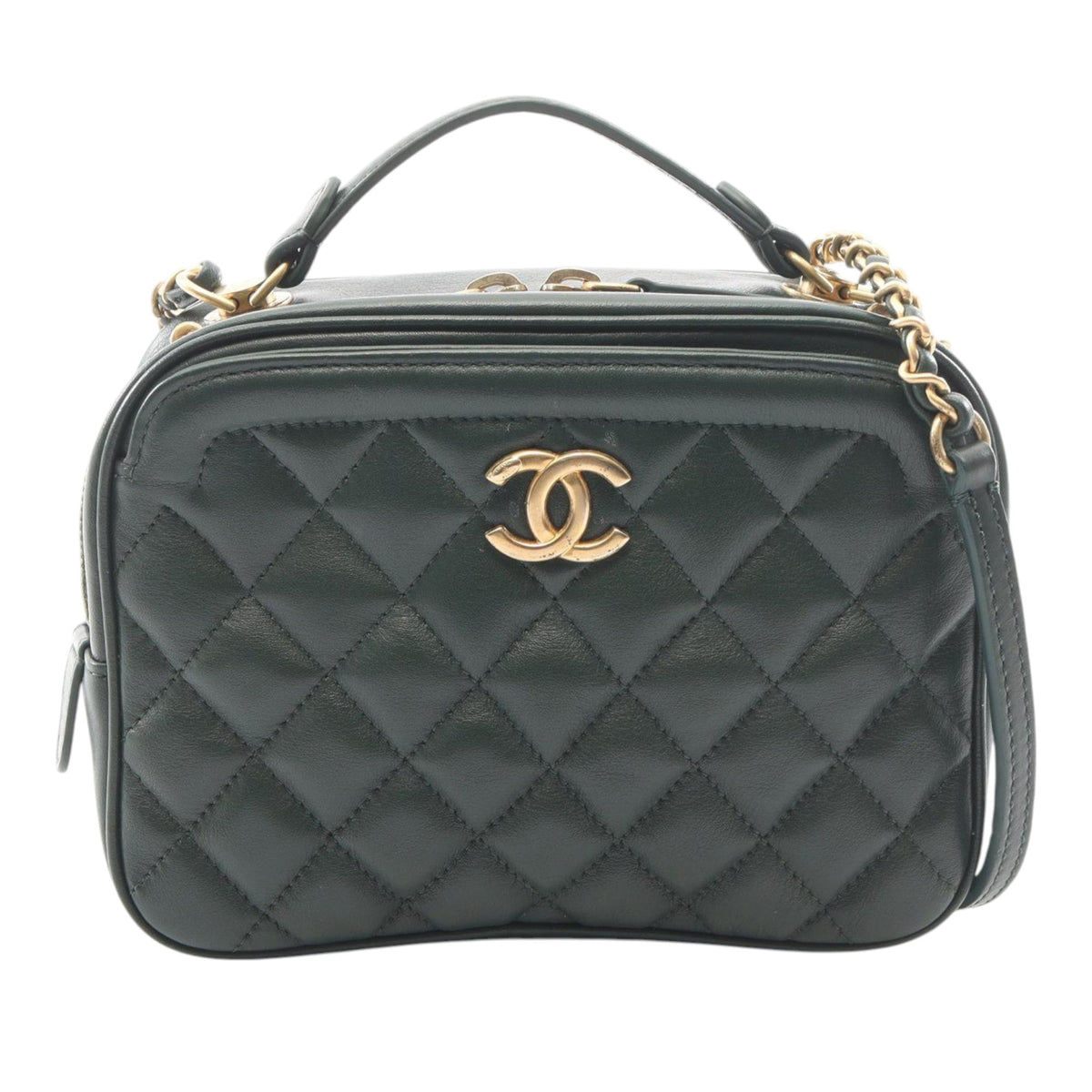 Chanel Small CC Quilted Calfskin Top Handle Vanity Case with Chain