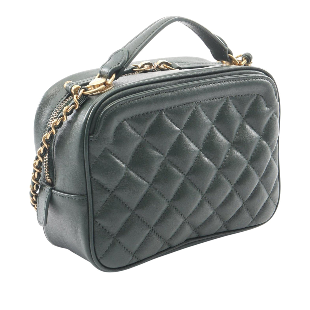 Chanel Small CC Quilted Calfskin Top Handle Vanity Case with Chain