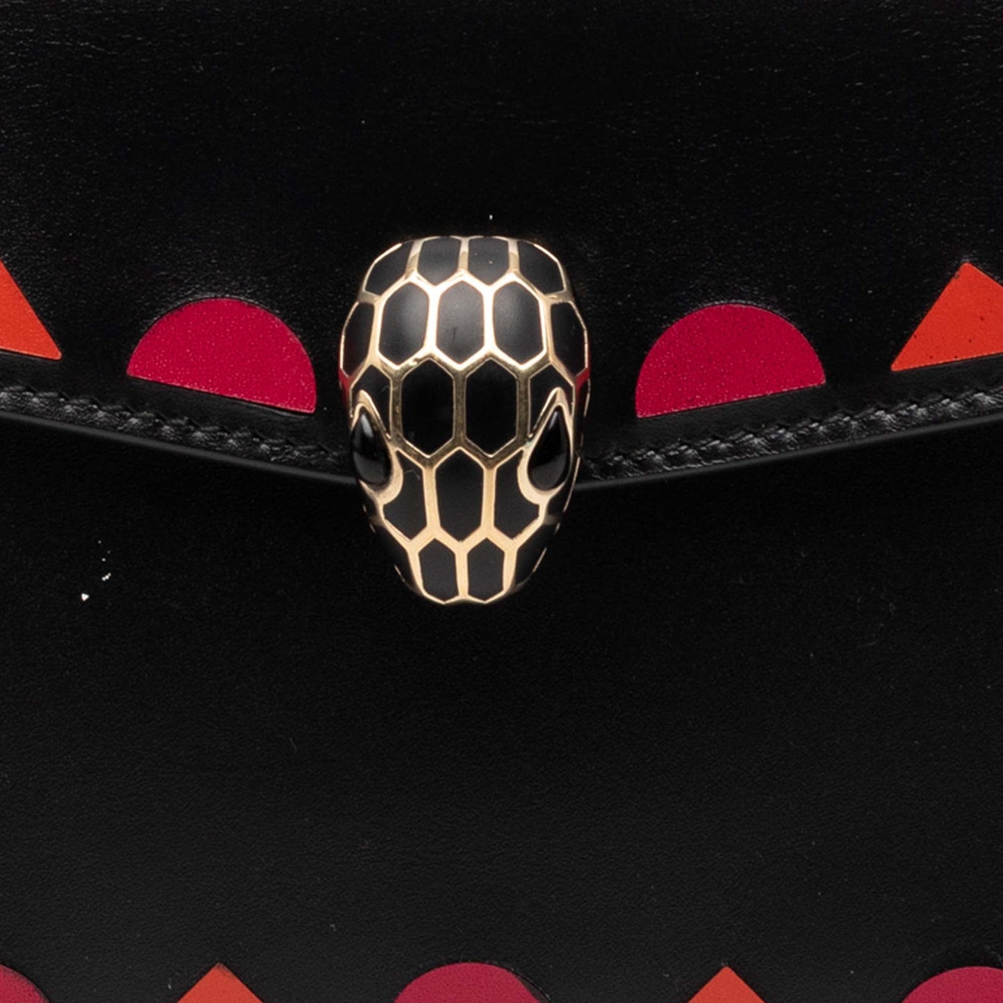 Mini Calfskin Geometric and Stars Patch Serpenti Forever Clutch with Chain