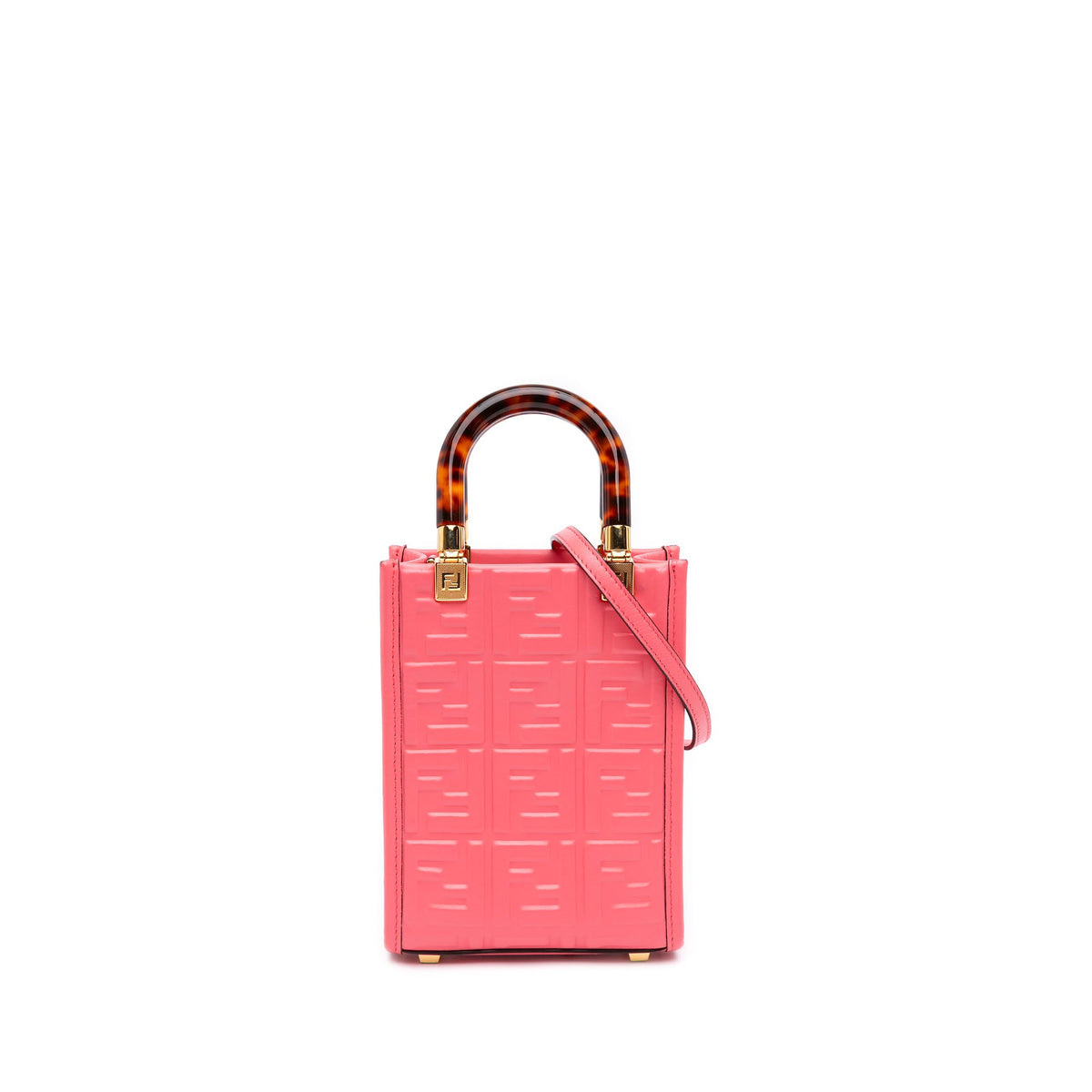 Fendi Mini Zucca Embossed Leather Sunshine Shopper Tote