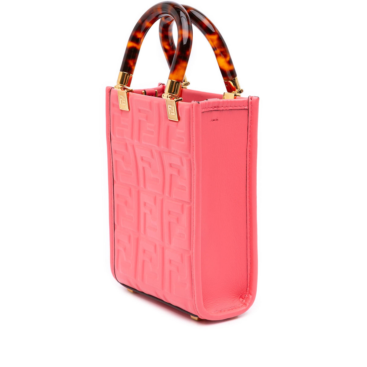 Fendi Mini Zucca Embossed Leather Sunshine Shopper Tote