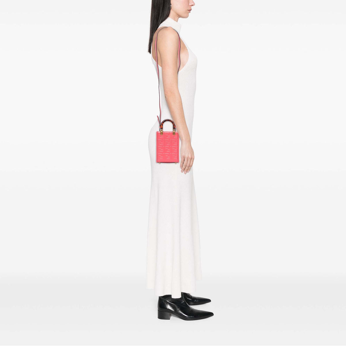 Fendi Mini Zucca Embossed Leather Sunshine Shopper Tote