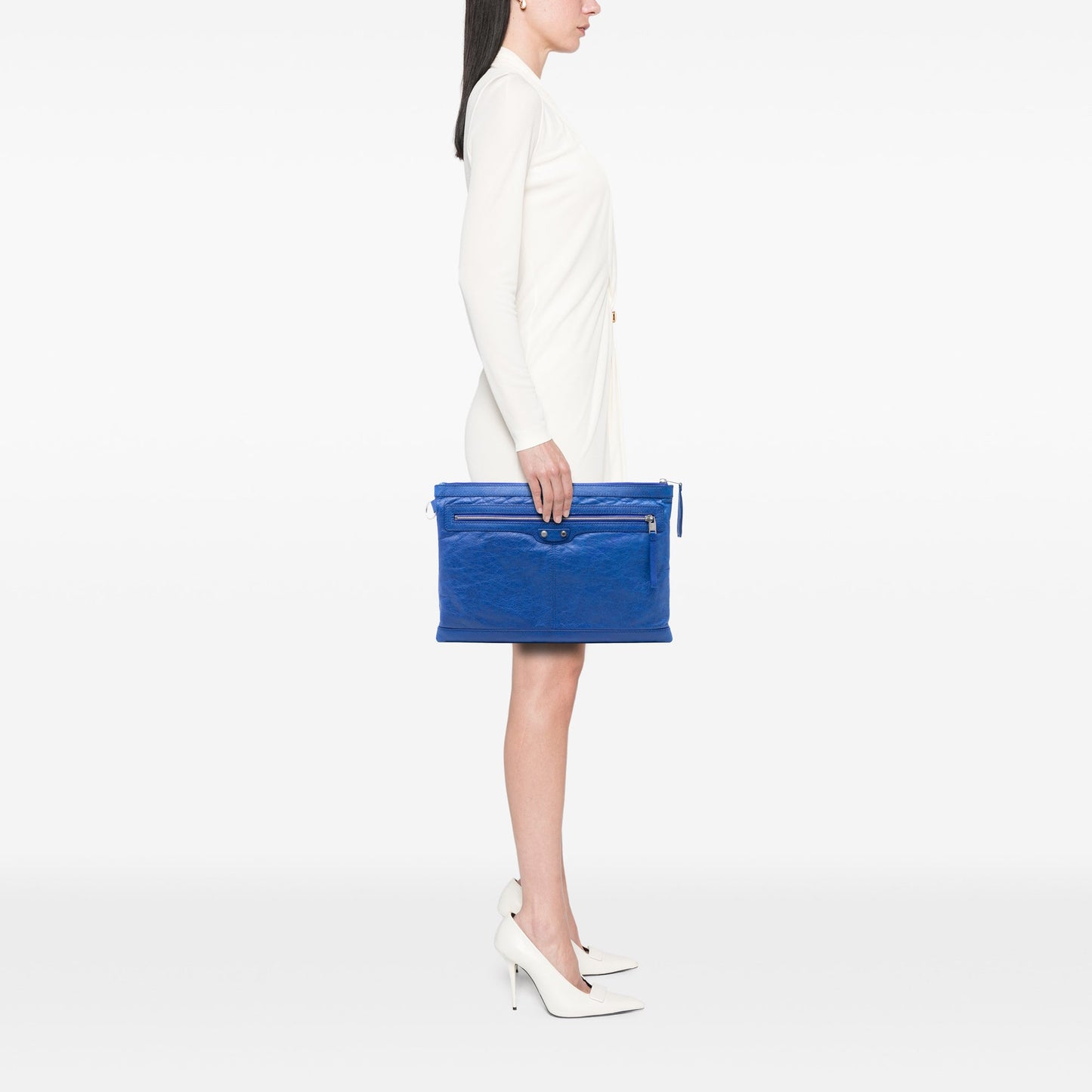 Balenciaga Lambskin Motocross Classic Clip L Clutch