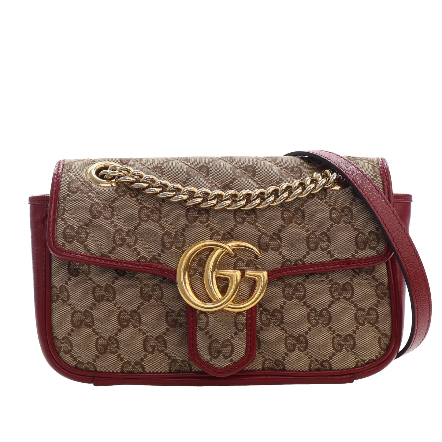 Gucci Small GG Marmont Matelasse Diagonal GG Canvas and Leather Shoulder Bag