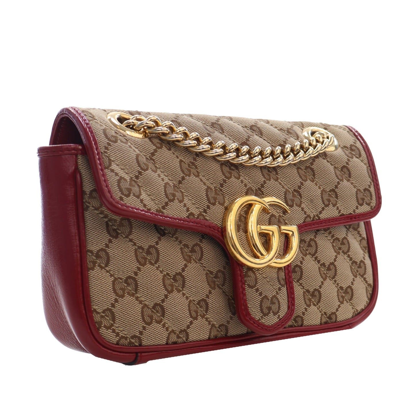 Gucci Small GG Marmont Matelasse Diagonal GG Canvas and Leather Shoulder Bag
