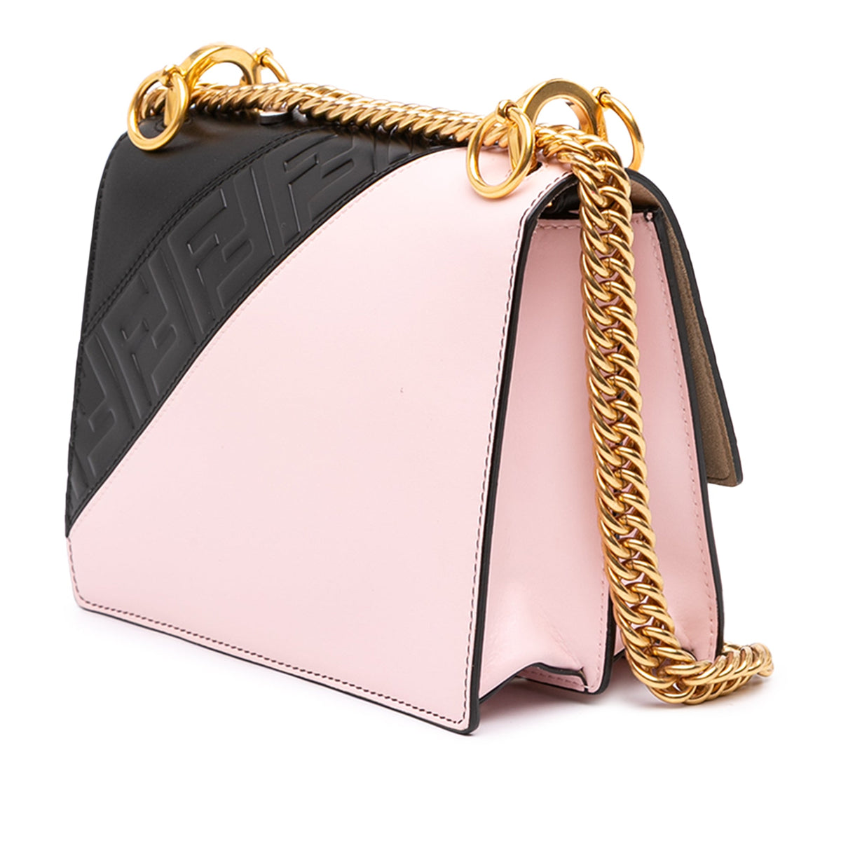 Fendi Fila Mania Small Multicolor Zucca Embossed Leather Kan I Crossbody — Black