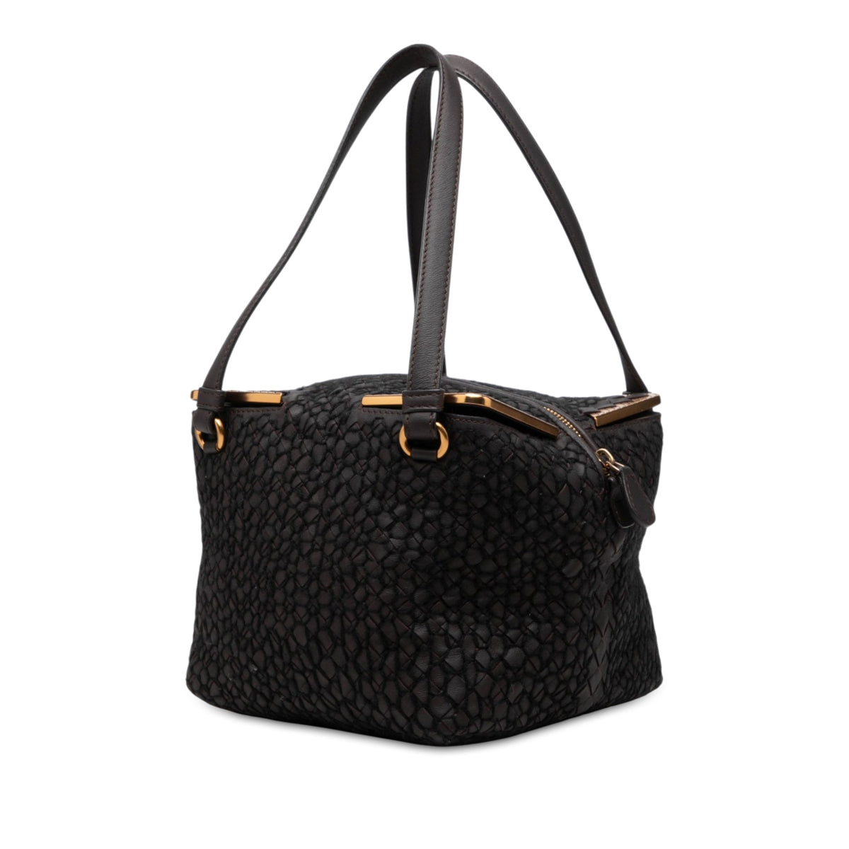 Bottega Veneta Nappa Intrecciato Square Handbag — Black