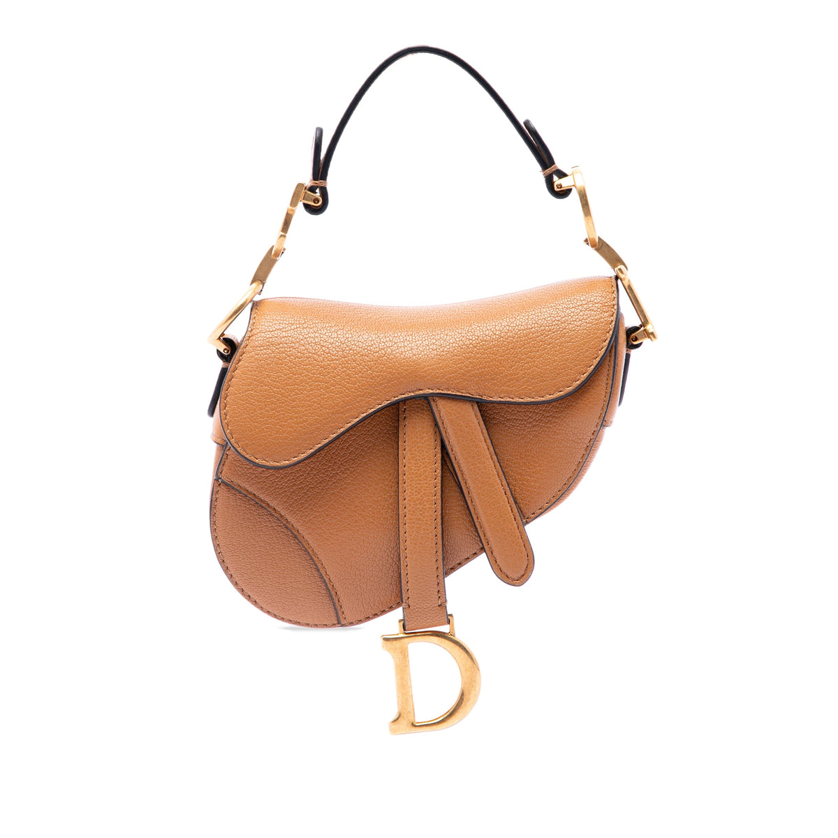 Dior Micro Goatskin Saddle Bag — Brown