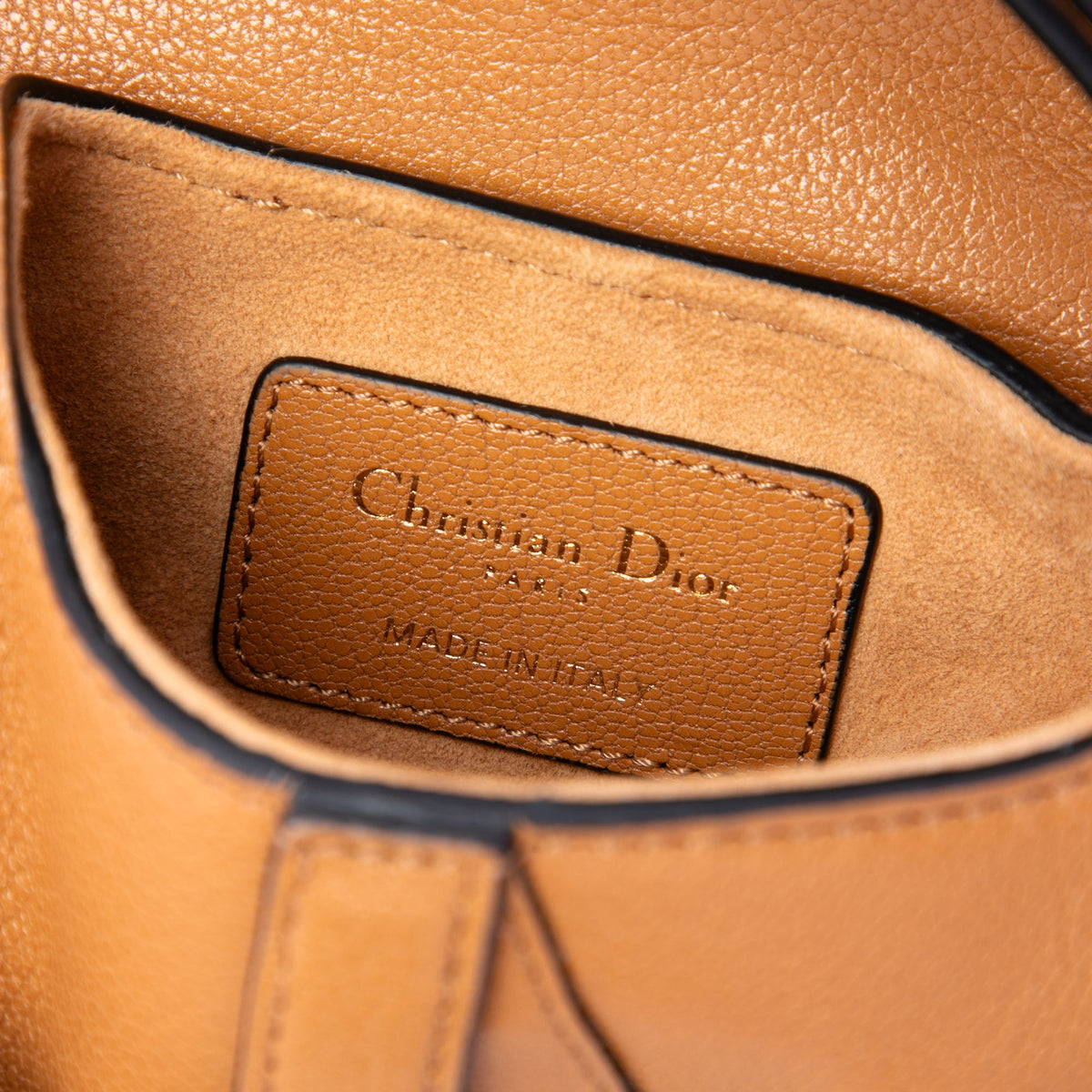 Dior Micro Goatskin Saddle Bag — Brown