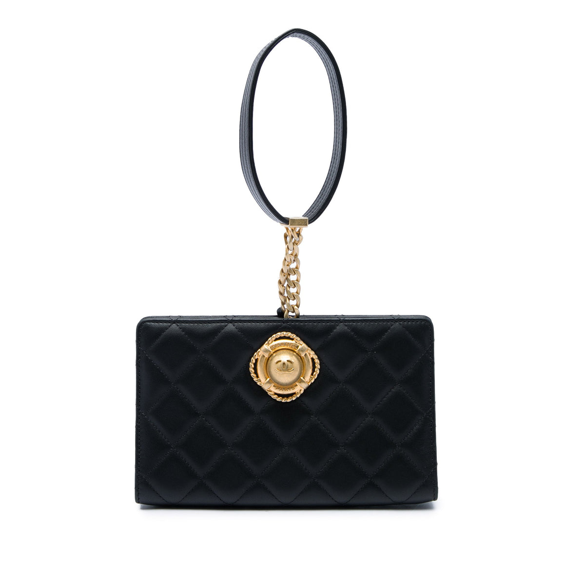Chanel Mini Lambskin Leather Evening By The Sea Clutch — Black