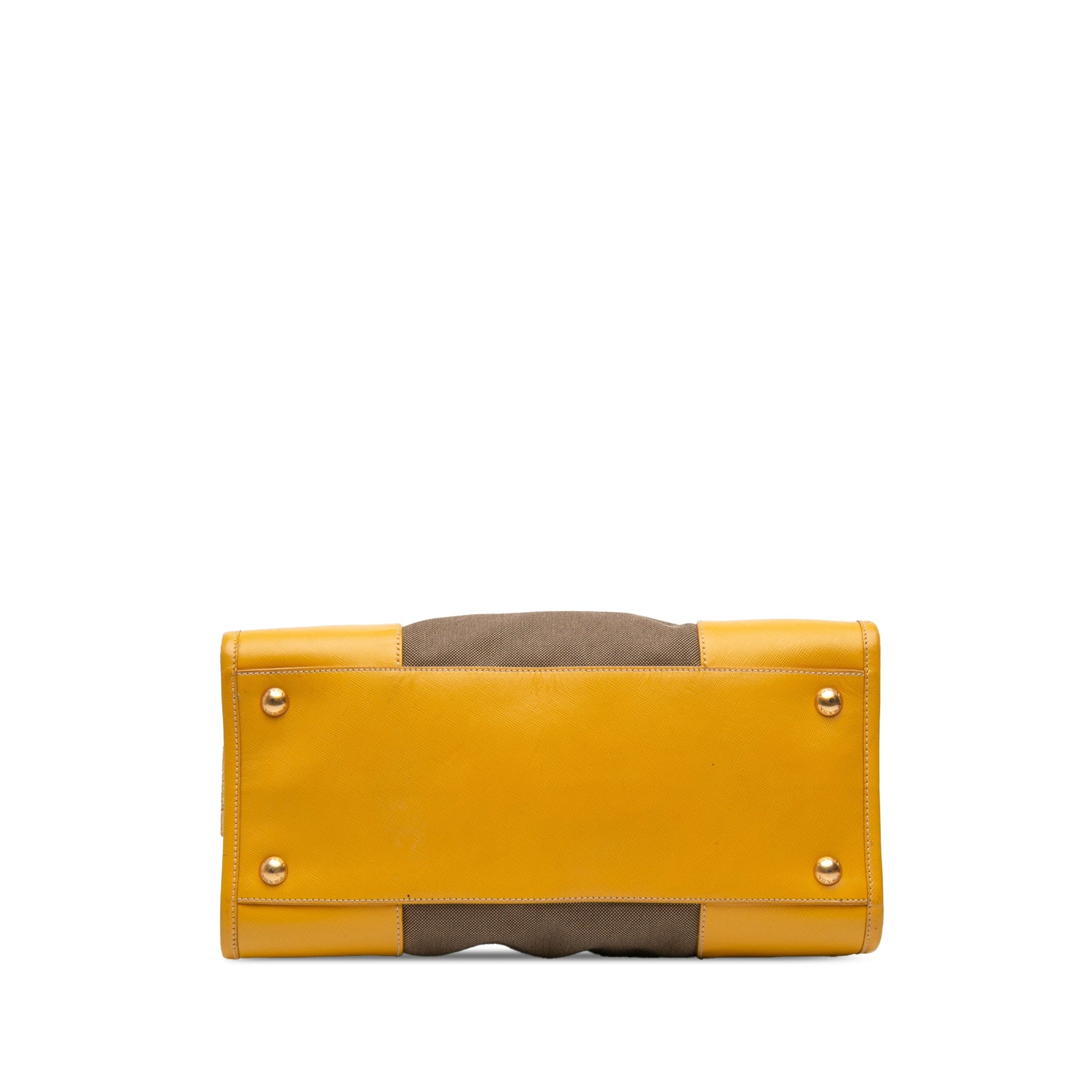 Prada Saffiano Trimmed Canvas Canapa Logo Satchel