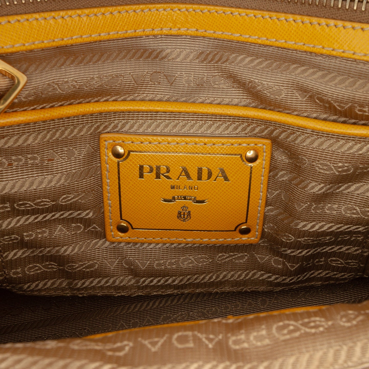 Prada Saffiano Trimmed Canvas Canapa Logo Satchel