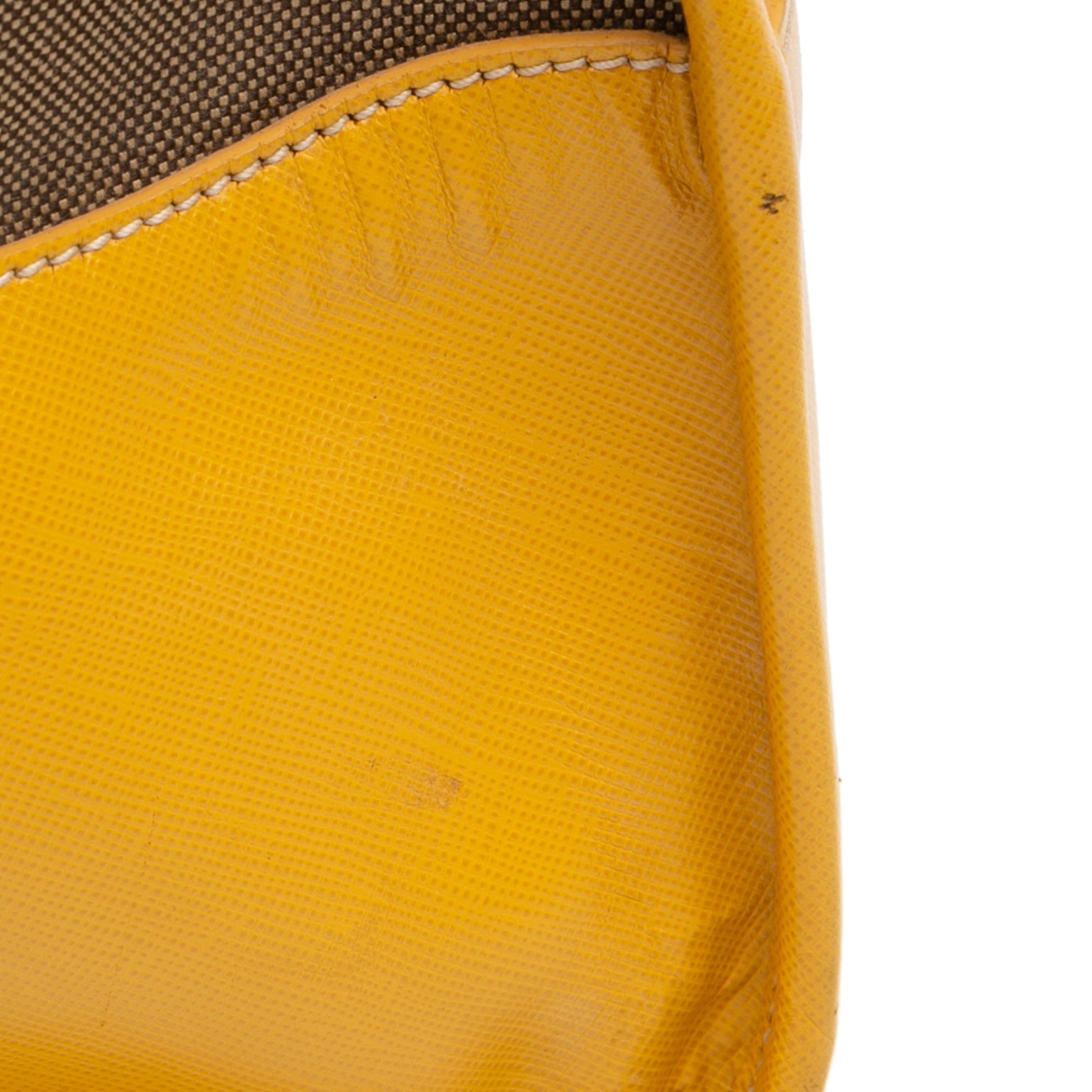 Prada Saffiano Trimmed Canvas Canapa Logo Satchel