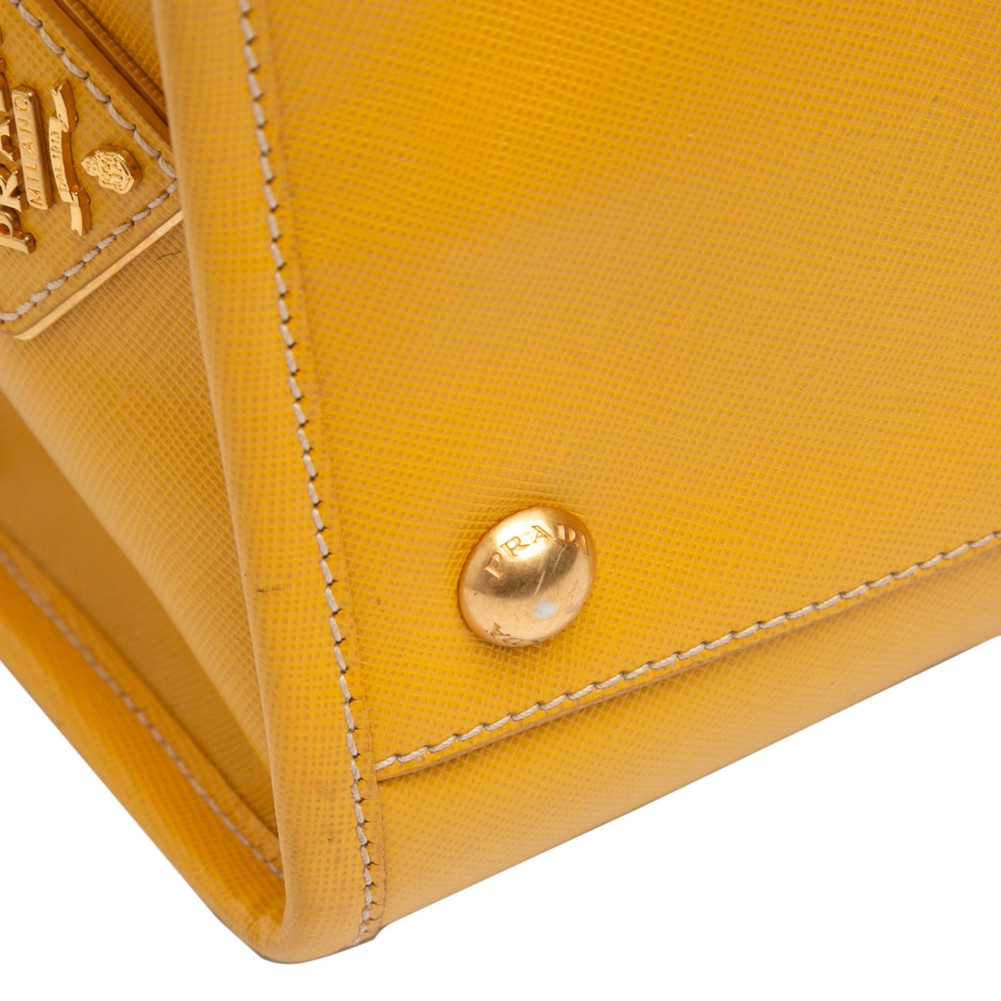 Prada Saffiano Trimmed Canvas Canapa Logo Satchel