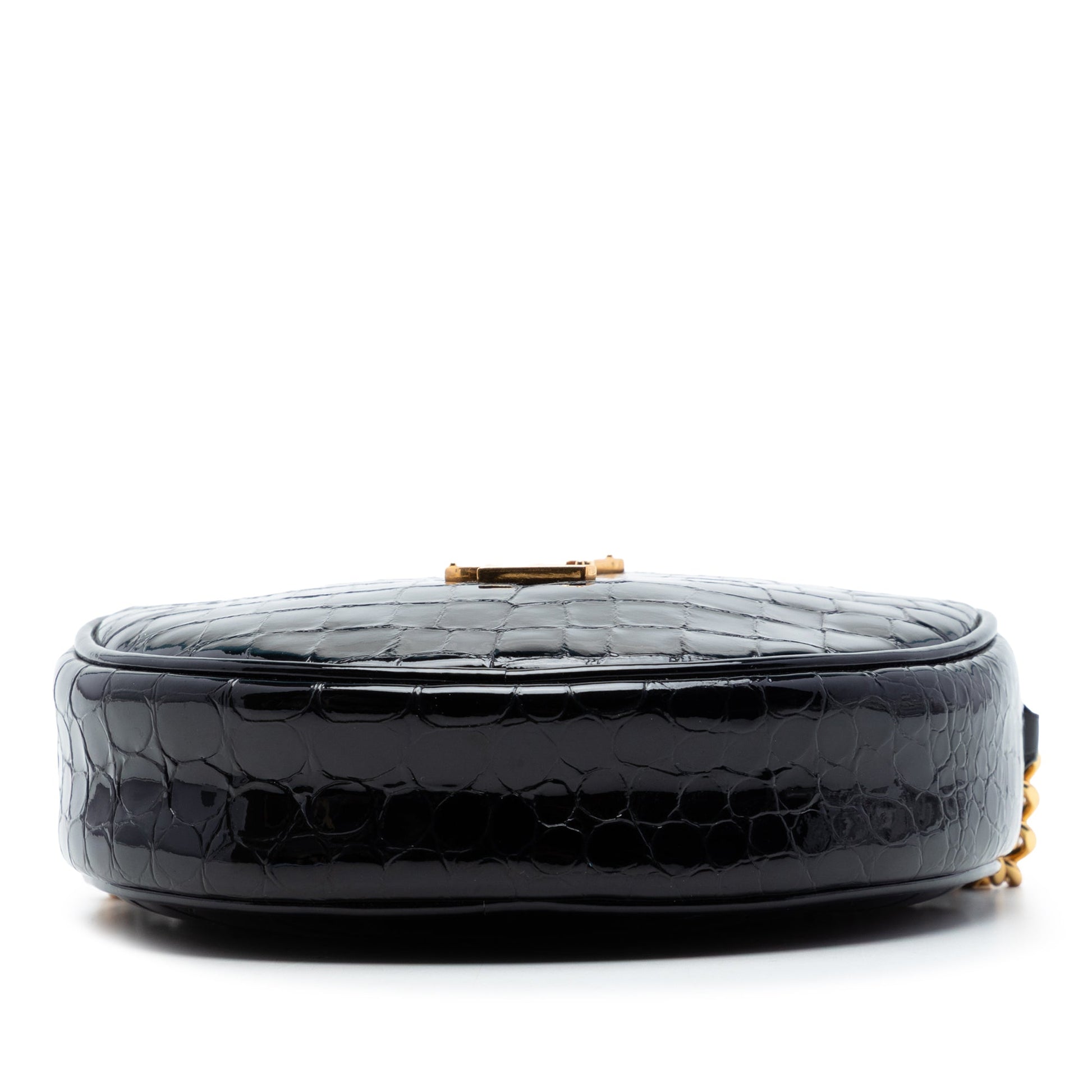 Saint Laurent Croc Embossed Patent Round Vinyle Camera Bag