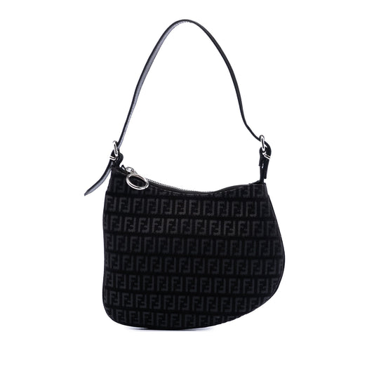 Fendi Zucchino Canvas Oyster Shoulder Bag