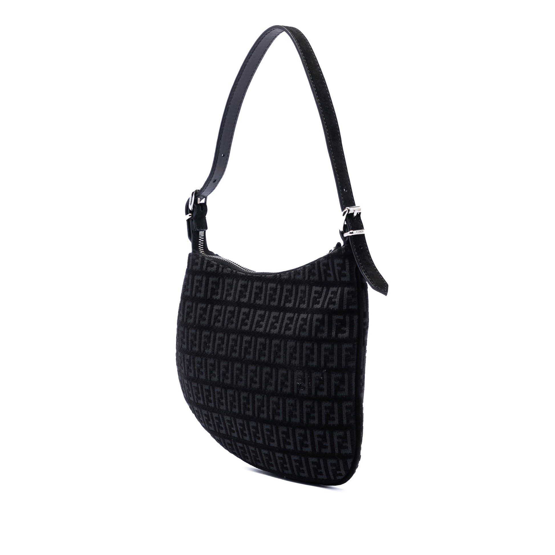 Fendi Zucchino Canvas Oyster Shoulder Bag