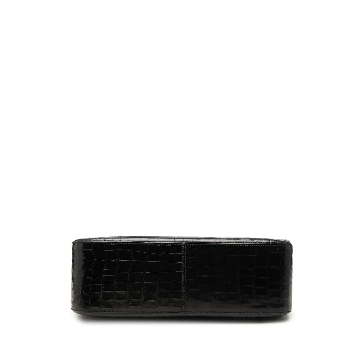 Ferragamo Croc Embossed Leather Double Gancini Crossbody — Black