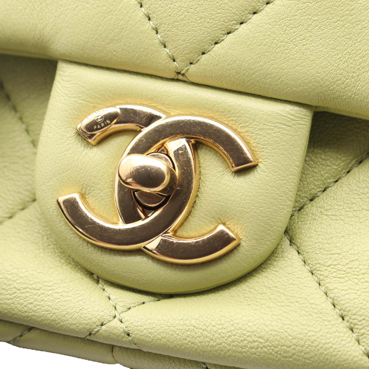 Chanel Mini Quilted Lambskin Oval Logo Chain Top Handle Flap