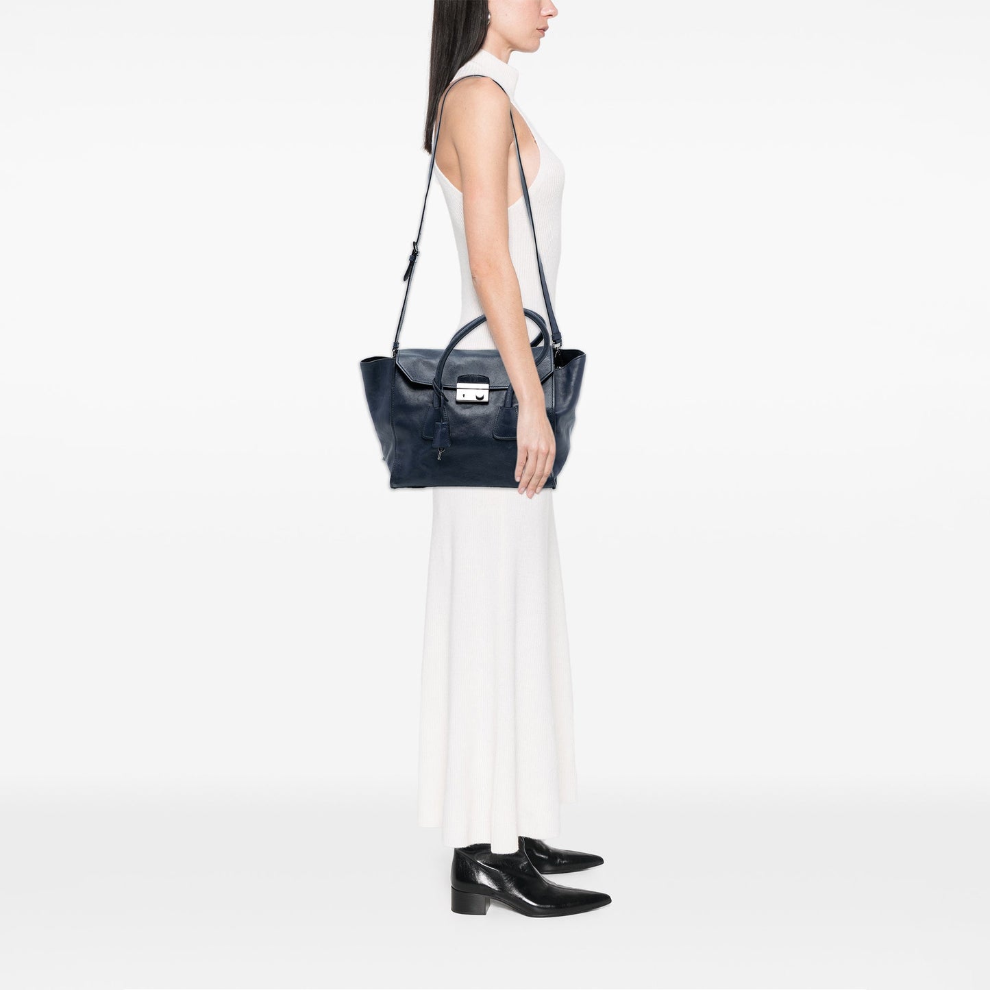 Prada Glace Calf Sound Lock Satchel
