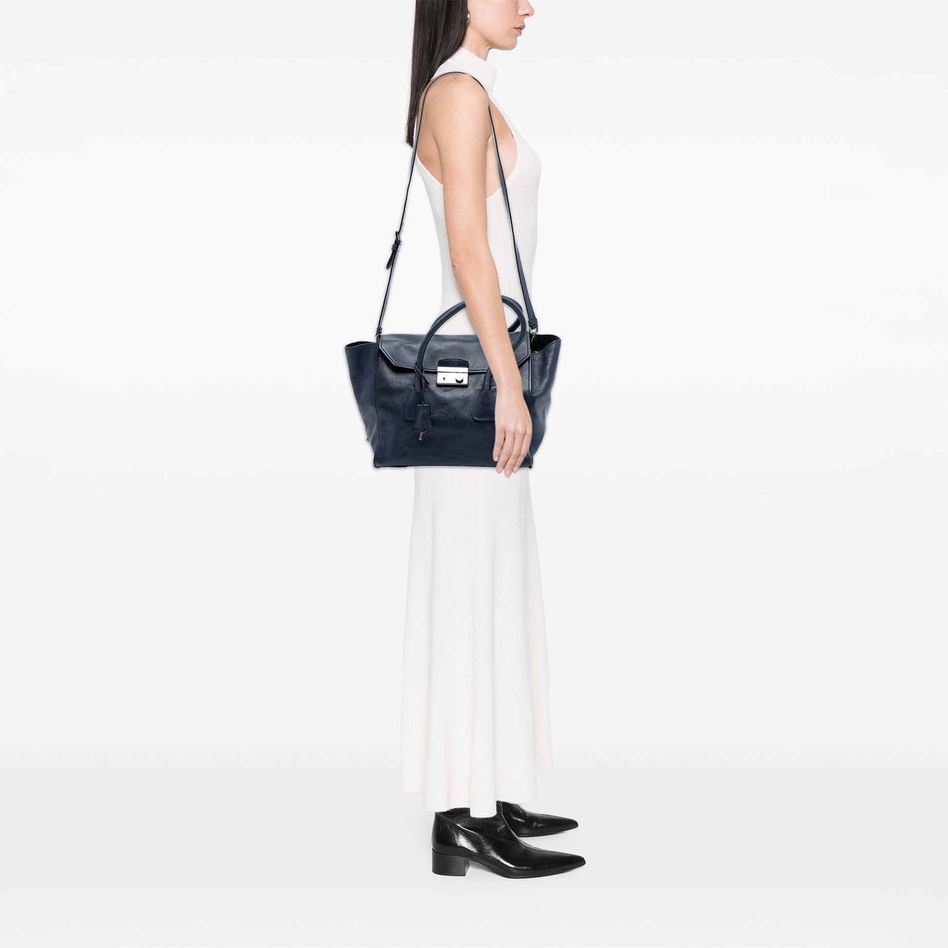 Prada Glace Calf Sound Lock Satchel