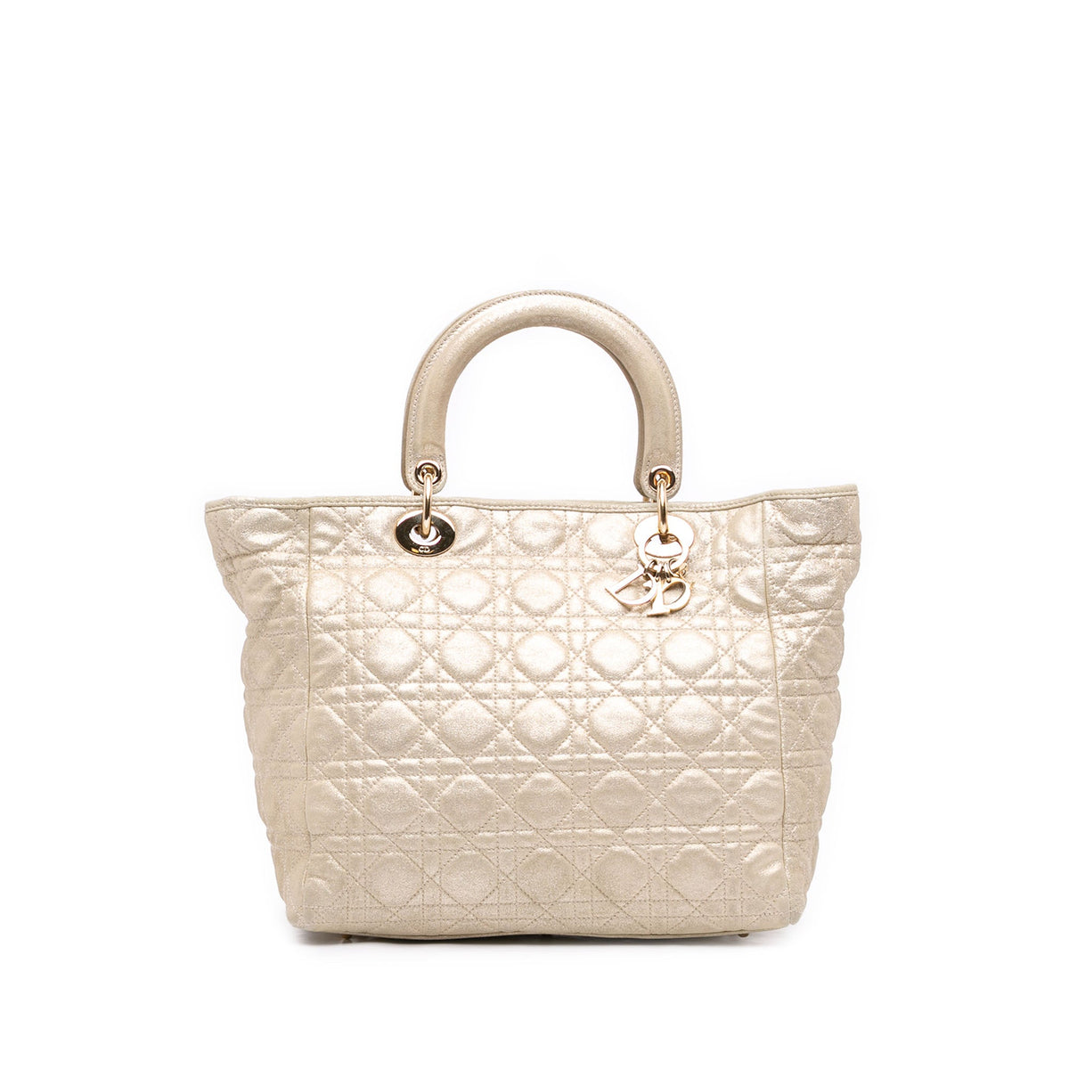 Dior Medium Iridescent Metallic Lambskin Cannage Soft Lady Dior